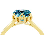 Yellow gold Cushion Cut Blue Topaz Solitaire Ring with Flower Prong Setting and Classic Band_40