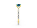 Yellow gold Cushion Cut Blue Topaz Solitaire Ring with Pavé Band and Four-Prong Setting_38