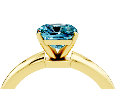 Yellow gold Cushion Cut Blue Topaz Solitaire Ring with Six-Prong Setting and Classic Band_4