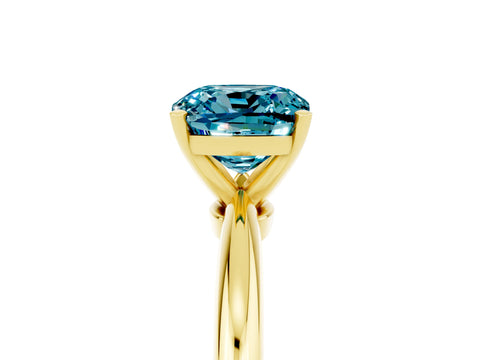 Yellow gold Cushion Cut Blue Topaz Solitaire Ring with Six-Prong Setting and Classic Band_5