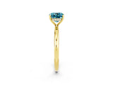Yellow gold Cushion Cut Blue Topaz Solitaire Ring with Thin Band and Four-Prong Setting_2