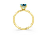 Yellow gold Cushion Cut Blue Topaz Solitaire Ring with Thin Band and Four-Prong Setting_3