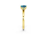 Yellow gold Cushion Cut Blue Topaz Solitaire Ring with Thin Band and Prong Setting_14