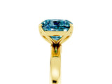 Yellow gold Cushion Cut Blue Topaz Solitaire Ring with Thin Band and Prong Setting_17