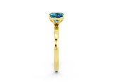 Yellow gold Cushion Cut Blue Topaz Solitaire Ring with Thin Band and Prong Setting_26