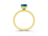 Yellow gold Cushion Cut Blue Topaz Solitaire Ring with Thin Band and Prong Setting_27