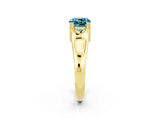 Yellow gold Cushion Cut Blue Topaz Solitaire Ring with Wide Band and Prong Setting_2
