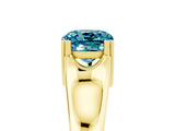 Yellow gold Cushion Cut Blue Topaz Solitaire Ring with Wide Band and Prong Setting_5
