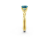 Yellow gold Cushion Cut Blue Topaz Solitaire Twist Band Prong Setting Ring_74