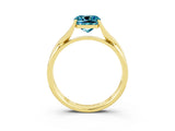 Yellow gold Cushion Cut Blue Topaz Solitaire Twist Band Prong Setting Ring_75
