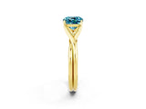 Yellow gold Cushion Cut Blue Topaz Solitaire Twist Band Prong Setting Ring_81