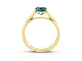 Yellow gold Cushion Cut Blue Topaz Solitaire Twist Band Prong Setting Ring_82