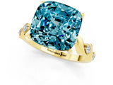 Yellow gold Cushion Cut Blue Topaz Solitaire Twisted Band with Round  Accents and Prong Setting_13