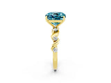 Yellow gold Cushion Cut Blue Topaz Solitaire Twisted Band with Round  Accents and Prong Setting_14