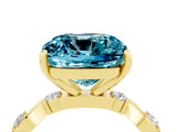 Yellow gold Cushion Cut Blue Topaz Solitaire Twisted Band with Round  Accents and Prong Setting_16