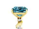 Yellow gold Cushion Cut Blue Topaz Solitaire Twisted Band with Round  Accents and Prong Setting_17
