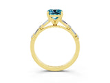 Yellow gold Cushion Cut Blue Topaz Solitaire with Side Baguettes and Channel Set Band_3