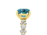 Yellow gold Cushion Cut Blue Topaz Solitaire with Side Stones, Pave Band, Four-Prong Setting_41