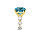 Yellow gold Cushion Cut Blue Topaz Solitaire with Side Stones on a Pavé Band and Four-Prong Setting_5