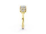 Yellow gold Cushion Cut Brilliant Diamond Cluster Accent Solitaire Ring with Prong Setting_5