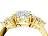 Yellow gold Cushion Cut Brilliant Diamond Cluster Accent Solitaire Ring with Prong Setting_7