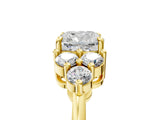 Yellow gold Cushion Cut Brilliant Diamond Cluster Accent Solitaire Ring with Prong Setting_8
