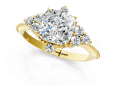 Yellow gold Cushion Cut Brilliant Diamond with Cluster Setting on a Beaded Band and Four-Prong Setting_16