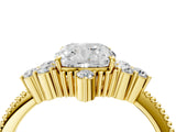 Yellow gold Cushion Cut Brilliant Diamond with Cluster Setting on a Beaded Band and Four-Prong Setting_7