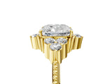 Yellow gold Cushion Cut Brilliant Diamond with Cluster Setting on a Beaded Band and Four-Prong Setting_8