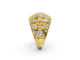 Yellow gold Cushion Cut Brilliant Halo Pave Diamond Milgrain Ring_15