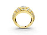 Yellow gold Cushion Cut Brilliant Halo Pave Diamond Milgrain Ring_16