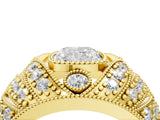 Yellow gold Cushion Cut Brilliant Halo Pave Diamond Milgrain Ring_17