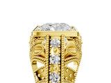 Yellow gold Cushion Cut Brilliant Milgrain Filigree Diamond Ring with Square Prong Setting_32