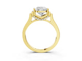 Yellow gold Cushion Cut Brilliant Solitaire Diamond Ring with Channel Set Band and Bar Prong Setting_15