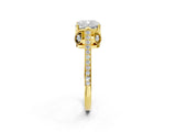 Yellow gold Cushion Cut Cathedral Pave Diamond Engagement Ring with Six-Prong Setting_33