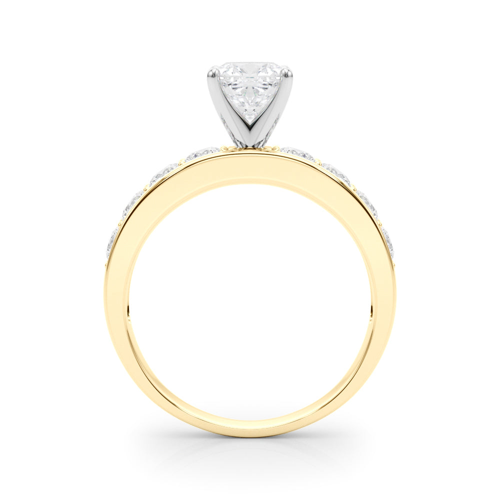 Yellow gold Cushion Cut Channel Set Diamond Engagement Ring with Four-Prong Setting 2