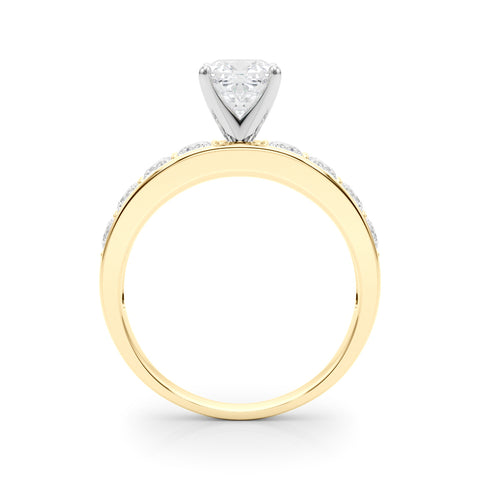 Yellow gold Cushion Cut Channel Set Diamond Engagement Ring with Four-Prong Setting 2