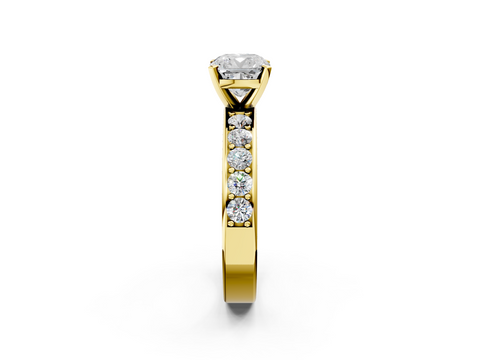 Yellow gold Cushion Cut Channel Set Diamond Engagement Ring with Four-Prong Setting_249