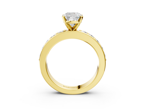 Yellow gold Cushion Cut Channel Set Diamond Engagement Ring with Four-Prong Setting_250