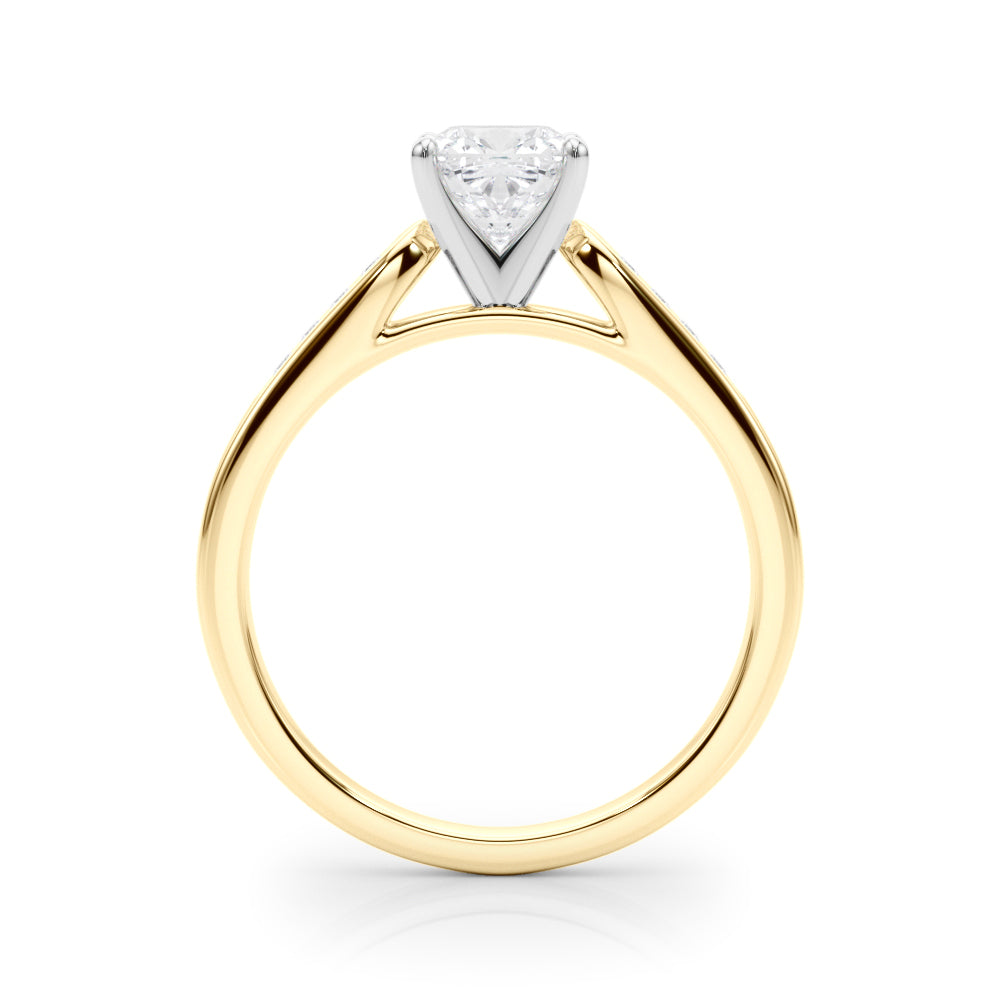 Yellow gold Cushion Cut Channel Set Solitaire Engagement Ring with Four-Prong Setting 2