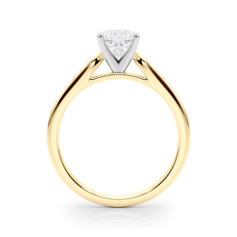 Yellow gold Cushion Cut Channel Set Solitaire Engagement Ring with Four-Prong Setting 2