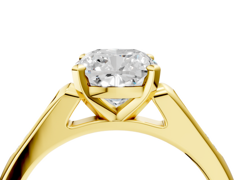 Yellow gold Cushion Cut Channel Set Solitaire Engagement Ring with Four-Prong Setting_153