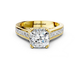 Yellow gold Cushion Cut Channel Set Solitaire Engagement Ring with Prong Setting_33