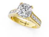 Yellow gold Cushion Cut Channel Set Solitaire Engagement Ring with Prong Setting_34