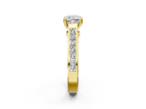 Yellow gold Cushion Cut Channel Set Solitaire Engagement Ring with Prong Setting_35