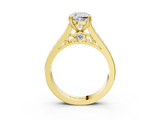 Yellow gold Cushion Cut Channel Set Solitaire Engagement Ring with Prong Setting_36
