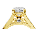 Yellow gold Cushion Cut Channel Set Solitaire Engagement Ring with Prong Setting_37