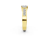 Yellow gold Cushion Cut Channel Set Solitaire Ring with Four-Prong Setting_8
