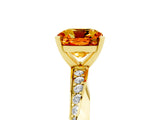 Yellow gold Cushion Cut Citrine Engagement Ring with Side Stone Accents and Four-Prong Setting_101