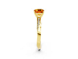 Yellow gold Cushion Cut Citrine Engagement Ring with Side Stone Accents and Four-Prong Setting_32
